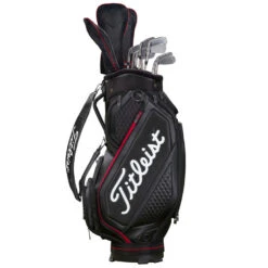 Titleist Jet Black Midsize Staff Golf Cart Bag -Golf Apparel Shop 2020jetblackmidsizestaffcartbagblackred4