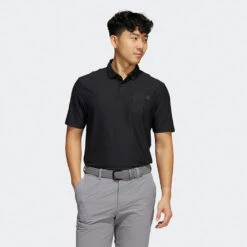 Adidas Go-To Golf Polo Shirt -Golf Apparel Shop Adidas AW22 Go To Primegreen Polo Shirt HA6114 SHADI683 Black Model 1