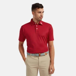 FootJoy Stretch Pique Solid Golf Polo Shirt -Golf Apparel Shop FOOTJOY PERF SS SHIRT ATH RED Model 1
