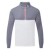 FootJoy Colour Blocked Chill-Out 1/2 Zip Golf Pullover -Golf Apparel Shop FootJoy SS22 Colour Blocked Chill Out 1 2 Zip Golf Sweater Graphite White 88401 Front