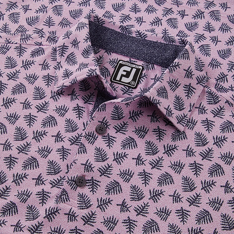 FootJoy Shadow Palm Print Pique Golf Polo Shirt 4 FootJoy Shadow Palm Print Pique Golf Polo Shirt - Image 2