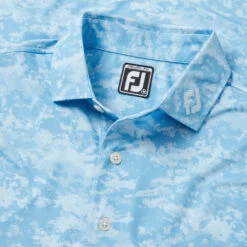 FootJoy Cloud Camo Lisle Golf Polo Shirt -Golf Apparel Shop FootJoy SS23 Cloud Camo Lisle Polo Shirt 80004 SHFOO238 S True Blue Detail