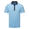 FootJoy Scattered Floral Pique Golf Polo Shirt -Golf Apparel Shop FootJoy SS23 Scattered Floral Pique Polo Shirt 80042 SHFOO231 S True Blue Navy Front
