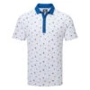 FootJoy Scattered Floral Pique Golf Polo Shirt -Golf Apparel Shop FootJoy SS23 Scattered Floral Pique Polo Shirt 80043 SHFOO236 S White Twilight Front