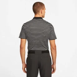 Nike Dry Victory Stripe Golf Polo Shirt -Golf Apparel Shop Nike SS22 Dry Victory Stripe Golf Polo Shirt DH0829 010 M Black White model 3