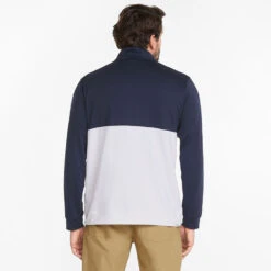 Puma Gamer Colour Block 1/4 Zip Golf Popover -Golf Apparel Shop PUMA SS22 Gamer Colorblock 1 4 Zip Sweater Code 532985 02 SWPUM236 M Navy Blazer Bright White Model 3