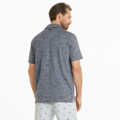 Puma AP Cloudspun King Golf Polo Shirt -Golf Apparel Shop Puma SS22 AP King Cloudspun Polo Shirt 535505 01 Code SHPUM631 L Navy Blazer Heathe Model 3