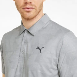 Puma Cloudspun Leaflet Golf Polo Shirt -Golf Apparel Shop Puma SS22 Cloudspun Leaflet Polo 535445 01 SHPUM652 Quiet Shade Heather Model 2