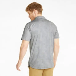 Puma Cloudspun Leaflet Golf Polo Shirt -Golf Apparel Shop Puma SS22 Cloudspun Leaflet Polo 535445 01 SHPUM652 Quiet Shade Heather Model 3