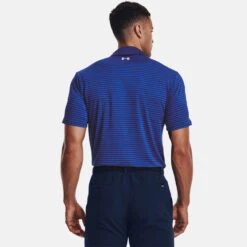 Under Armour Playoff 2.0 Hollen Stripe Golf Polo Shirt -Golf Apparel Shop Under Armour AW22 Playoff 2.0 Hollen Stripe Polo Shirt 1327037 489 SHUND298 Bauhaus Blue Versa Blue Oxford Blue Model 3