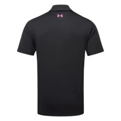 Under Armour Playoff 3.0 Low Round Stripe Golf Polo Shirt -Golf Apparel Shop Under Armour SS23 Playoff 3.0 Low Round Stripe Polo Shirt 1378676 003 SHUND322 L BlackJet GreyRebel Pink Back