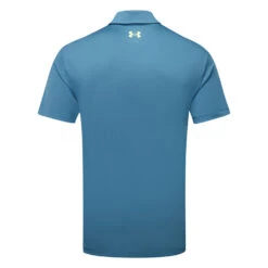 Under Armour Playoff 3.0 Low Round Stripe Golf Polo Shirt -Golf Apparel Shop Under Armour SS23 Playoff 3.0 Low Round Stripe Polo Shirt 1378676 415 SHUND323 S Static Blue Still Water Lime Surge Back