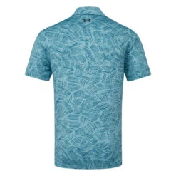 Under Armour Playoff 3.0 Palm Sketch Stripe Golf Polo Shirt -Golf Apparel Shop Under Armour SS23 Playoff 3.0 Palm Sketch Polo Shirt 1378677 400 SHUND328 S Still Water Static Blue Black Back