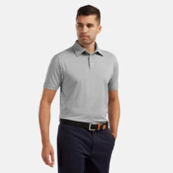 FootJoy Stretch Pique Solid Golf Polo Shirt -Golf Apparel Shop footjoy pique ss shirt ath 91819 hthr gry Model 1
